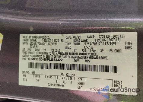 2023 Ford Bronco Black Diamond z USA, uszkodzony, nr VIN 1FMEE5DH8PLB33422